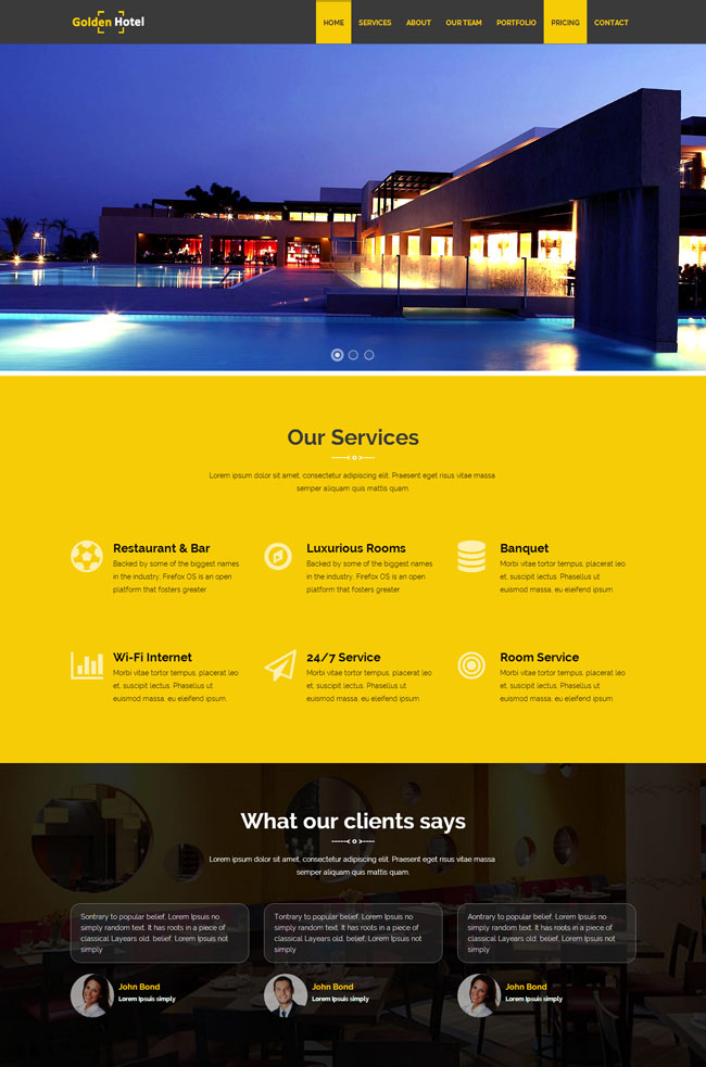 【免费下载】大气商务酒店网站模板是一款精美大气的酒店商务企业网页模板